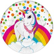 Resim Unicorn Rainbow Kağıt Tabak, 23 Cm - 8 Adet 