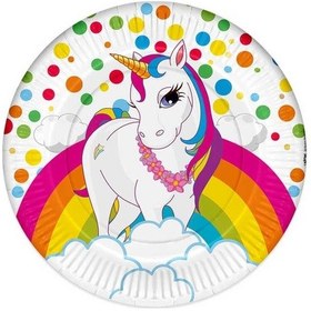 Resim Unicorn Rainbow Kağıt Tabak, 23 Cm - 8 Adet 