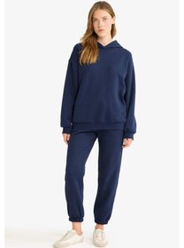 Resim Defacto Basic Düz Cepli Beli Bağcıklı Kalın Jogger Eşofman Altı F9622ax25aunv251 Lacivert 