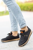 Resim BOUIS Erkek Siyah Füme Casual Bağcıklı Fileli Terletmez Esnek Sneaker Klasik Spor Ayakkabı 