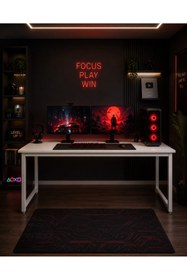 Resim Flinder Beyaz Oyuncu Masası 60x160, Çalışma Masası, Bilgisayar Masası, Gamer Masa, Metal Ayaklı 