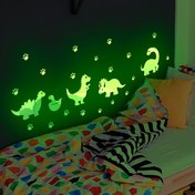 Resim Karanlıkta Parlayan Dinozor Ayak İzi Duvar Stickerları - 20x29cm Kendinden Yapışkanlı Yatak Odası & Oturma Odası Dekoru, Gençlerin Odaları İçin Yeşil Plastik Heykeller ve Pati İzleri, Çağdaş Ev Dekorasyonu 