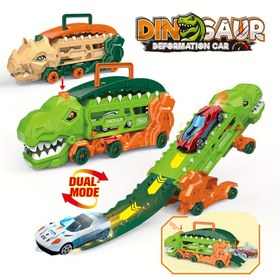 Resim Mini Dinozor Dönüştürülebilir Fırlatma Araba Seti, Taşıma Kolu ve Dönüşebilen Arka Tasarımlı 1 Şık Alaşım Araç, Çocukların Favori Oyuncakları 