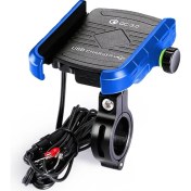 Resim ZHKJ Shop Motosikletler / Bisiklet USB Şarj Cihazı Qc 3.0 Hızlı Şarj Telefon Braketi, 6-9cm Cihaz (Mavi) Için Uygun(Yurt Dışından) 