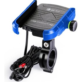 Resim ZHKJ Shop Motosikletler / Bisiklet USB Şarj Cihazı Qc 3.0 Hızlı Şarj Telefon Braketi, 6-9cm Cihaz (Mavi) Için Uygun(Yurt Dışından) 