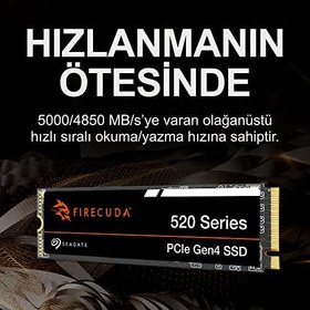 Resim Seagate FireCuda 520, 500 GB, Dahili SSD, M.2 PCIe Gen4 ×4 NVMe 1.4, 5000/3900 MB/sn’ye varan hız, 3 yıl Rescue Services (ZP500GV3A012) 