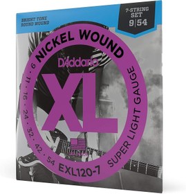 Resim DADDARIO EXL120-7 ELEKTRO GİTAR TEL SETİ, 7 TELLİ, XL, 9-54, NICKEL 