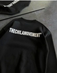 Resim Kışlık Bisiklet Yaka Oversize Baskılı Sweatshirt - Siyah Siyah 