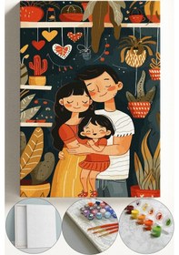 Resim Sayılarla Boyama Çerçeveli Hobi Seti Numaralı Tuval Fırça Boya Dahil Kasnaklı 40x50 Cm Anneler Günü 