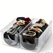 Resim 2 adet Bölümlü Bölmeli Yüksek Kapasiteli Çok Amaçlı Organizatör - Kemer, Kozmetik, Makyaj Masası, Gardırop ve Banyo için Dayanıklı Plastik Tezgah Tepsisi - Düzenli ve Dağınık Olmayan Organizasyon için Modern Tepsi Tasarımı, Güçlü Yapı 