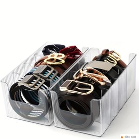 Resim 2 adet Bölümlü Bölmeli Yüksek Kapasiteli Çok Amaçlı Organizatör - Kemer, Kozmetik, Makyaj Masası, Gardırop ve Banyo için Dayanıklı Plastik Tezgah Tepsisi - Düzenli ve Dağınık Olmayan Organizasyon için Modern Tepsi Tasarımı, Güçlü Yapı 