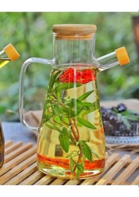 Resim Mithra Life 2 Adet Bambu Kapaklı Borosilikat Cam Yağdanlık 900 Ml Mıt1071 