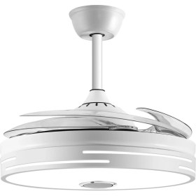 Resim Begin Gizli Kanatlı LED Işıklı Tavan Vantilatörü, Beyaz, Bluetooth Hoparlörlü, Uzaktan Kumandalı, Zaman Ayarlı, 3 Renk Sıcaklığı, 90W 