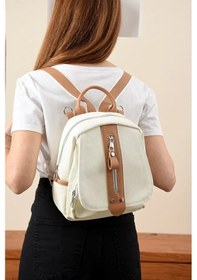 Resim Just Polo Kadın Orta Boy Ayarlanabilir Askılı Şık Lakost Sırt Çantası Shopper Beyaz - Taba 