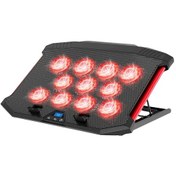Resim X100R Kırmızı Ledli 11 Fanlı Laptop Soğutucu 8 Ayarlanabilir Notebook Dizüstü Standı 