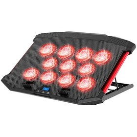 Resim X100R Kırmızı Ledli 11 Fanlı Laptop Soğutucu 8 Ayarlanabilir Notebook Dizüstü Standı 