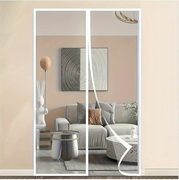 Chuangyinshop Beyaz 39.37 İnç X 86.61 İnç Sihirli Manyetik Kapı Perdesi Kendinden Yapışan Nefes Alabilir Mesh Sivrisinek Ve Böcek Geçirmez Ev Yatak Mutfak