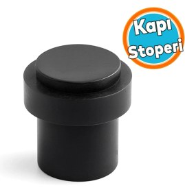 Resim Kapı Stoperi Metal Siyah Düz Model Vidalı Montaj Kauçuk Başlıklı Kapı Tamponu Durdurucu Koruyucu 