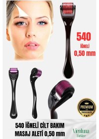 Resim Vienluna Titanyum Uçlu 540 İğneli 0.50 MM Cilt Bakım Vücut Yenileme Masaj Aleti Derma Roller 