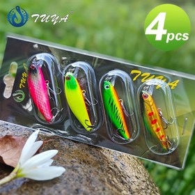 Resim 4 adet TUYA Yavaş Batan Minnow Balıkçılık Yemleri - Karışık Renkler, Av ve Balıkçılık için Dayanıklı ABS Malzeme, Japon Tarzı, Mikro Yem 