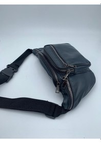 Resim Nahitatyana Unisex Lacivert Cepli Hakiki Deri Freebag Bel Çantas Lacivert 