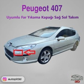 Resim AutoPit 3D Peugeot 407 Uyumlu Far Yıkama Kapağı Sağ-Sol Takım 