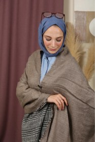 Resim Mim Eşarp Çift Taraflı Ekose Kışlık Omuz Şalı Toprak 