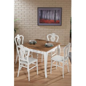 Resim Carisma Beyaz / Sirius Sabit Masa - 4 Sandalye 1 Masa / Salon - Mutfak Masa Takımı 
