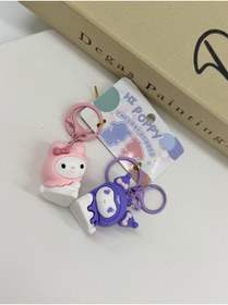Resim Alışveriş Kasabası 2'li Sevimli Çift Pochacco PomPomPurin Karakter Mıknatıslı Anahtarlık ve Çanta Süsü 