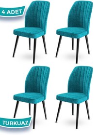 Resim Canisa Concept Platinum Serisi Geniş Oturum Alanlı 4 Adet Sandalye / Renk Turkuaz Ayaklar Siyah 