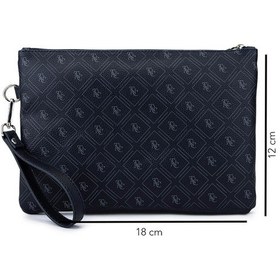 Resim Tamer Tanca Kadın Suni Deri Lacivert Desen Clutch Çanta 743 2337 Bn Cnt Sk25-26 Lacı Gfrj Laci 