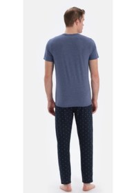 Resim Eros 33020 Kısa Kol Erkek Pijama Takımı İndigo Mavi Indigo - Mavi 