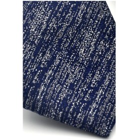Resim Gaffy Gri Kırcıllı Desenli Lacivert Dokuma Kumaş Mendilli Slim Fit Kravat // Sdk-2501-2 Lacivert 
