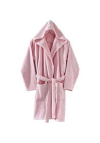 Resim Menderes Home Cotton Collection Bukle Medium Kapşonlu Bornoz Düz Pembe 