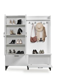 Resim Polo 2 Aynalı Kapaklı Kapılı Portmanto,vestiyer,ayakkabılık Beyaz 