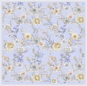 Resim Armine Çiçek Desenli Saf İpek Twill Eşarp 9347d 82 Mavi 