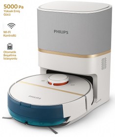 Resim Philips Islak Kuru ve Mop Özellikli Premium Robot Süpürge, Ultra Emiş Gücü, Lazer Navigasyon, 180 Dk. Süre 