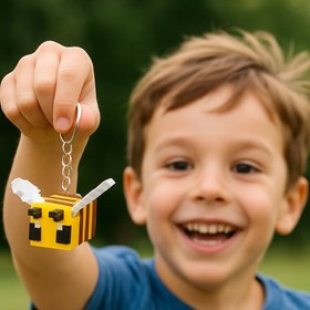 Resim Flexilab Creative Minecraft Arı Figürlü PLA Anahtarlık - 3D Baskı Oyuncak ve Koleksiyon Aksesuarı 