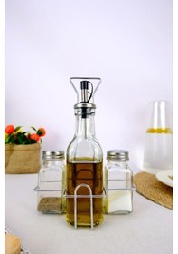 Resim Digithome Metal Standlı Yağlık Sirkelik Ve Tuzluk Baharatlık Seti 03640 - C1-1-154 Gri 