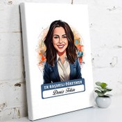 Resim Karikatürlü En İyi Kadın Öğretmen Kanvas Tablo 