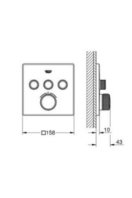 Resim Grohe Grohtherm Smartcontrol Üç Valfli Akış Kontrollü, Ankastre Termostatik Duş Bataryası - 29126gn0 