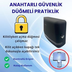 Resim Siyah Duvara Monte Z Katlamalı Kağıt Havlu Dispenseri | Premium ABS Gövde, Anahtarlı Kilit, Vidalı & Yapışkan Montaj, 200 Yaprak Kapasite, Şeffaf Pencereli 