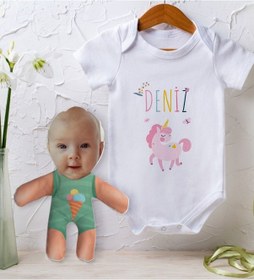 Resim Bitmeyenkartus Bk Kids Kişiye Özel Fotoğraflı Bebek Yastık Ve Bebek Body Zıbın H (550906007) Çok Renkli 