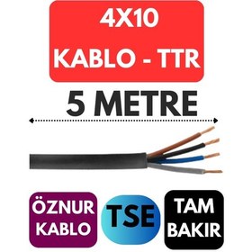 Resim Öznur 4x10 Ttr Kablo Metre Seçenekli Siyah - 5 Metre 
