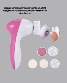 Resim 5 İ 1 Arada Yüz Temizleme Cihazı Masaj, Fırça, Peeling Ve Krem Uygulama Aparatlı 