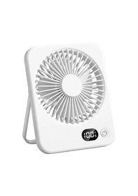 Resim Goldenqian 2025 Yeni Küçük Fan Kullanışlı Şarj Uzun Ömürlü Ultra-ince Masaüstü Vantilatör Büyük Rüzgar Süper Sessiz Katlanır El Masa Fanı White 