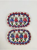 Resim Dost Art Hediyelik Dost Ikili Banyo Seramik Çini Lale Desen Sabunluk Seti 