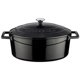 Resim Lava Döküm Oval Tencere. Folk Serisi Ölçü 21x27cm. Siyah Siyah 