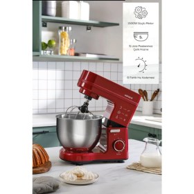Resim Özbience Stella Stand Mikser Cherry Red, 1500W, 5 Litre, Profesyonel Ev Kullanımı 