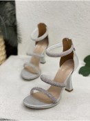 Resim NUR KARACA 23y1073 3 Bantlı 12cm Platform Taşlı Topuklu Ayakkabı 